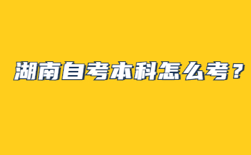 湖南自考本科怎么考？